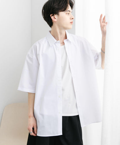 中性寬鬆版常規領短袖襯衫