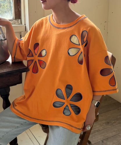 【HELLO.SANFRANCISCO】花朵剪裁寬鬆T恤