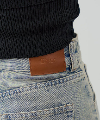 Chico 口袋刺繡緊身微喇牛仔褲