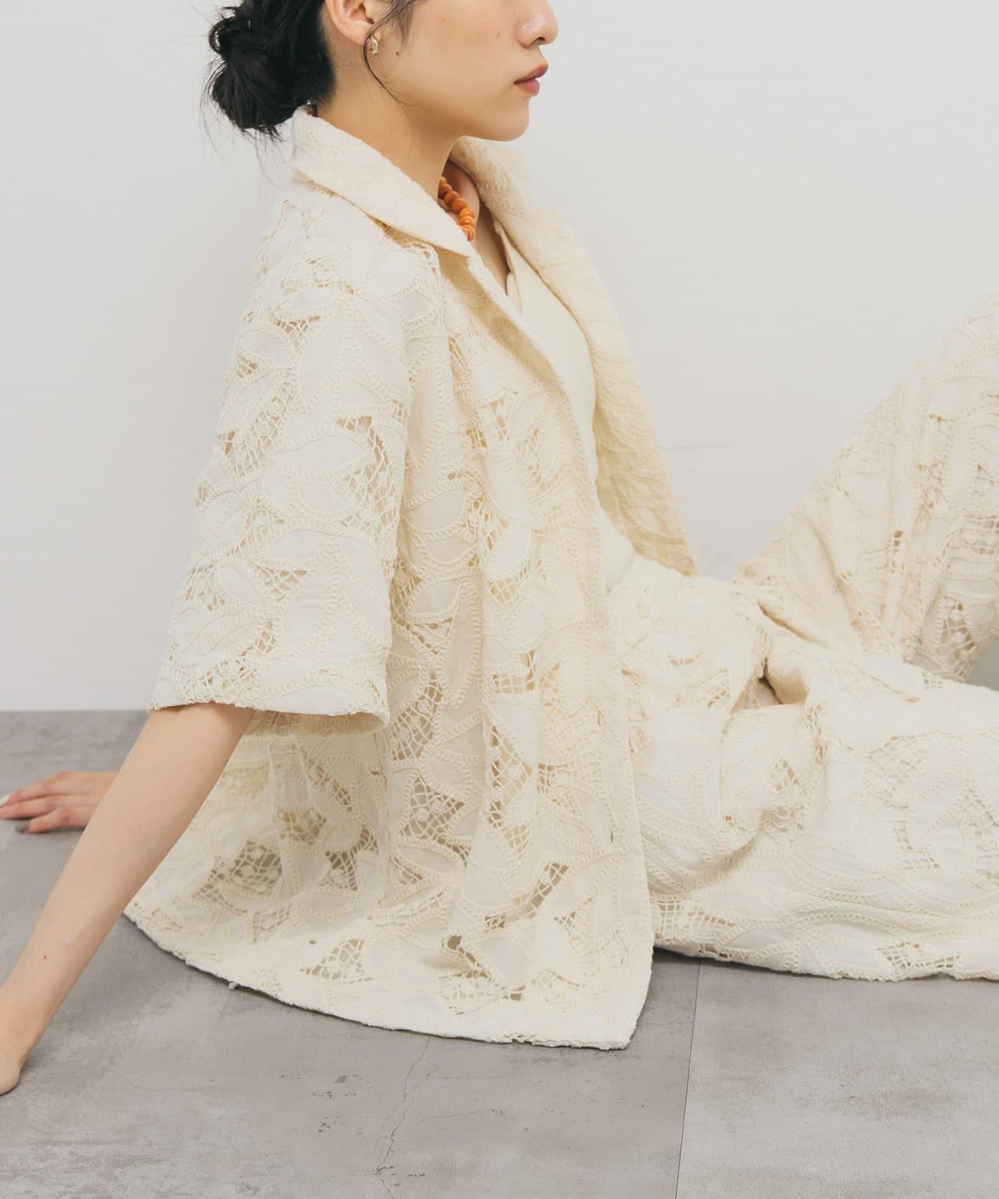化纖蕾絲寬鬆襯衫
