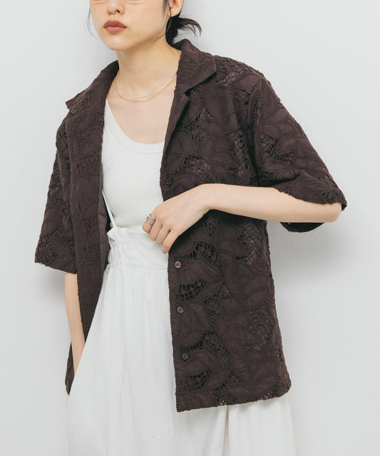 化纖蕾絲寬鬆襯衫