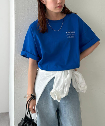 混合字體背部印花 T恤