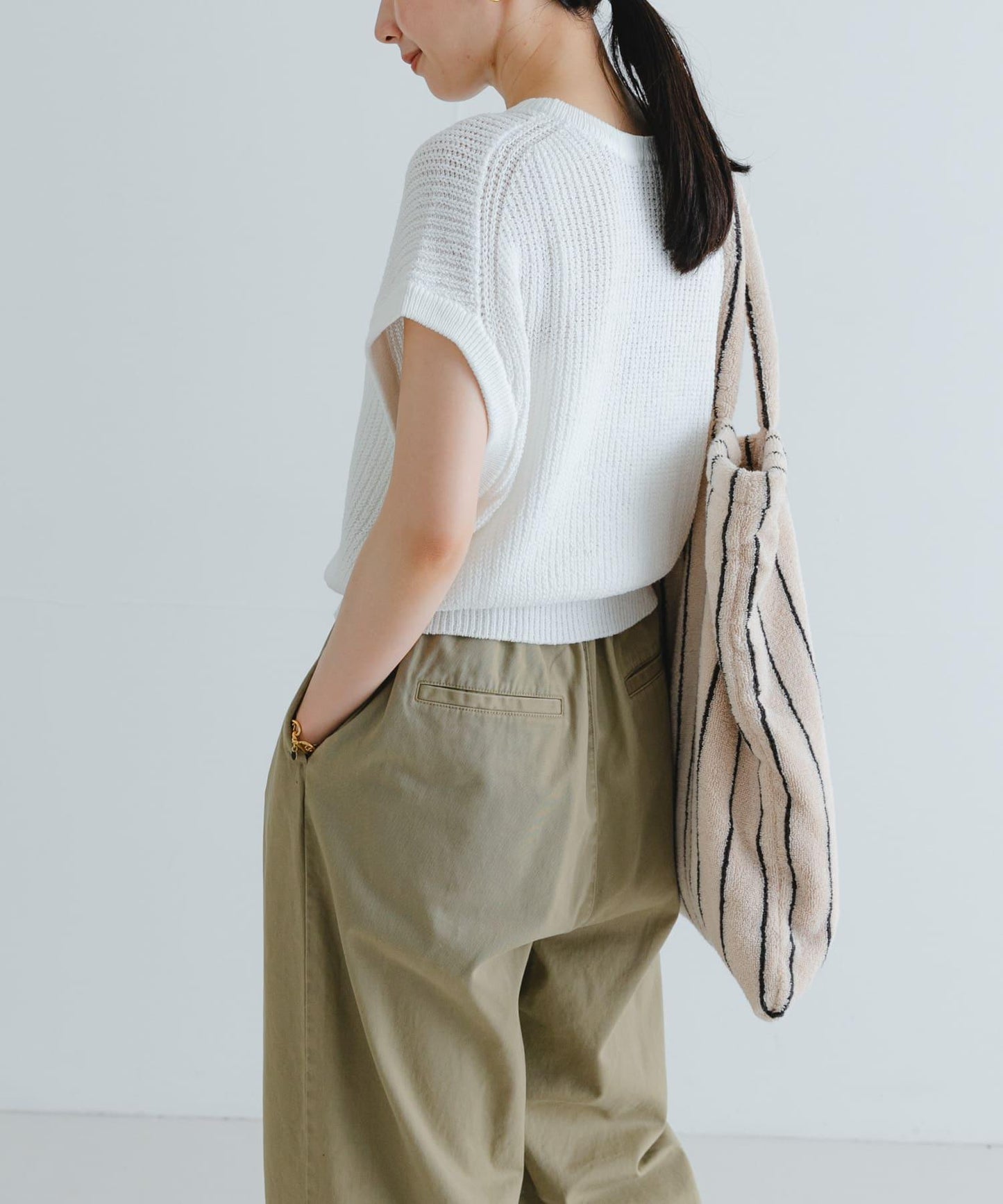 紙紗法式短袖針織衫