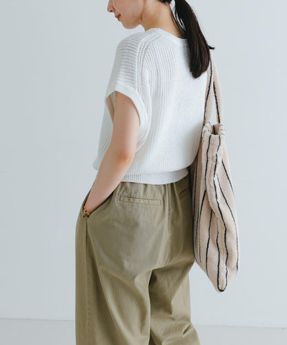 紙紗法式短袖針織衫