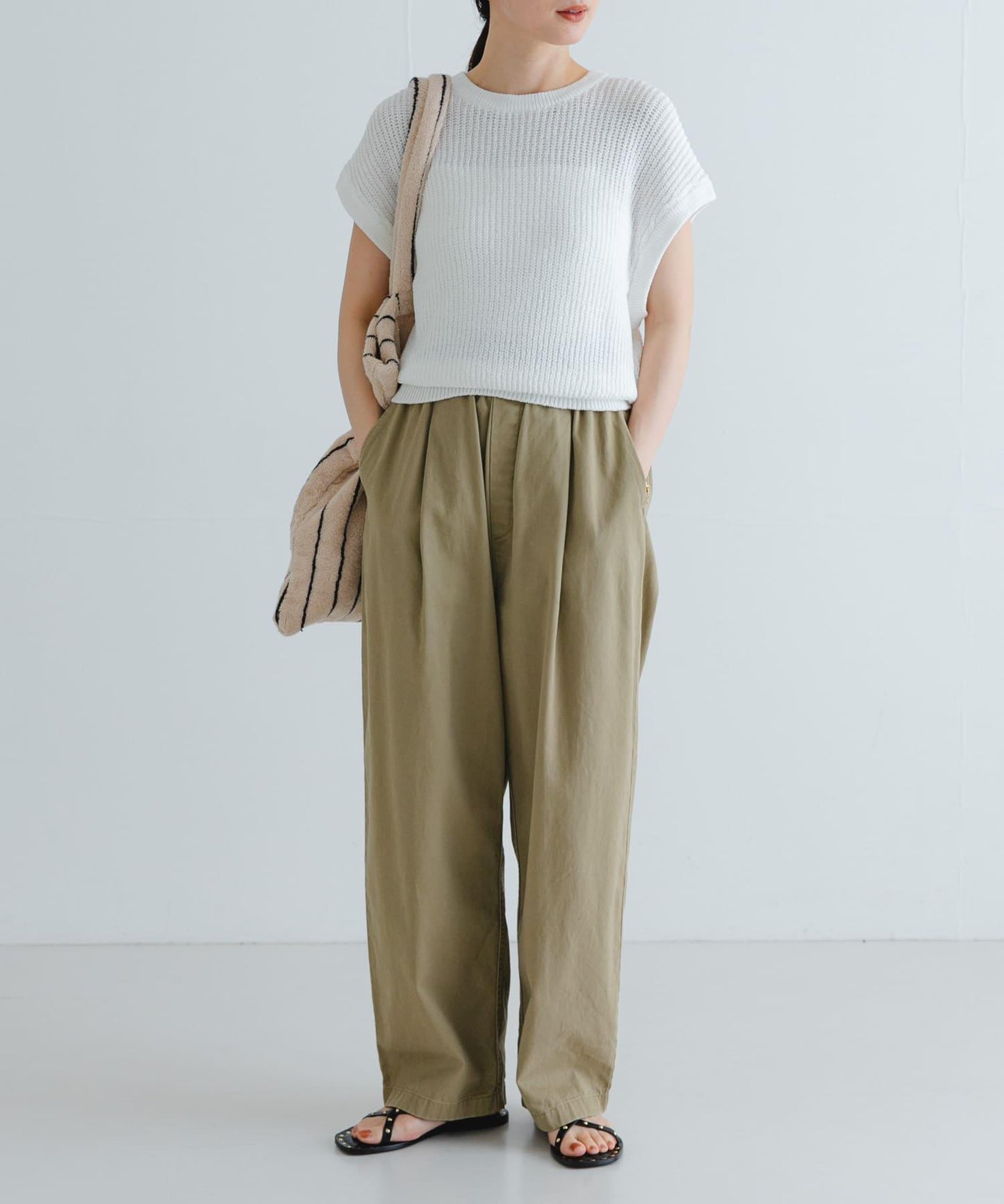 紙紗法式短袖針織衫