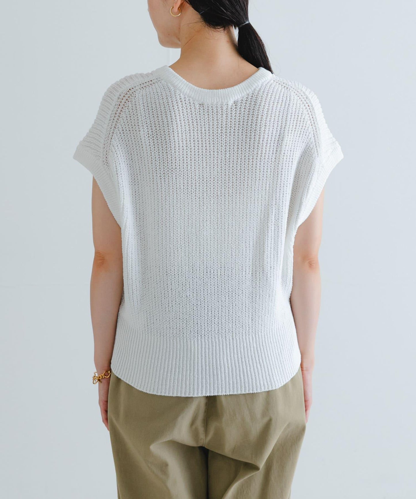 紙紗法式短袖針織衫