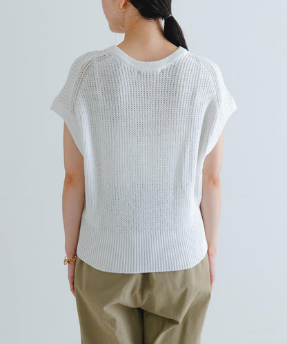 紙紗法式短袖針織衫