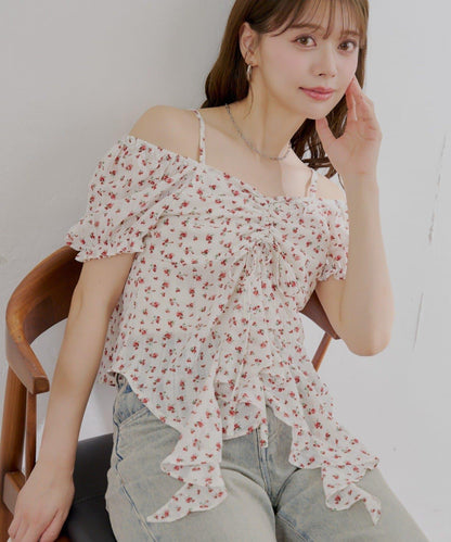 2way泡泡袖下垂荷葉邊上衣