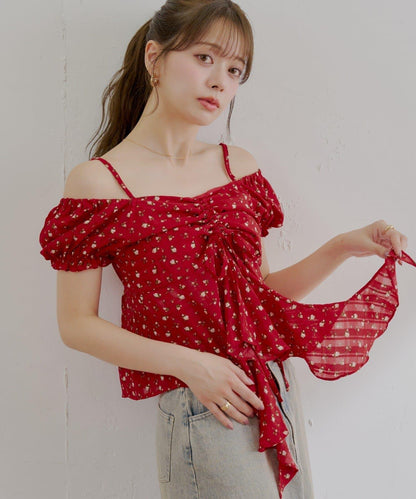 2way泡泡袖下垂荷葉邊上衣