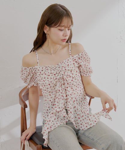 2way泡泡袖下垂荷葉邊上衣