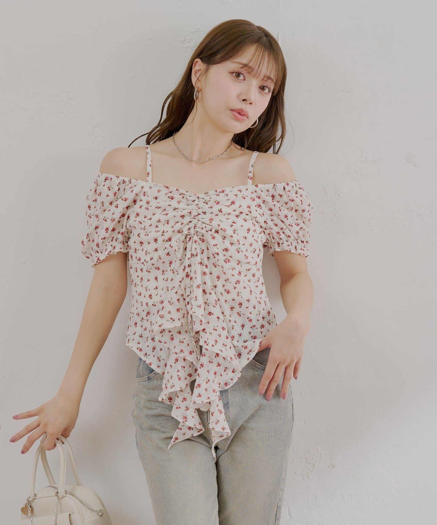 2way泡泡袖下垂荷葉邊上衣