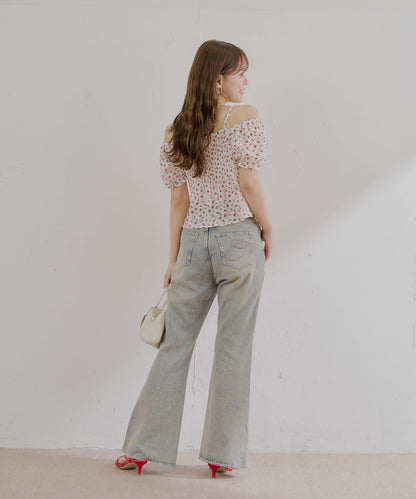 2way泡泡袖下垂荷葉邊上衣