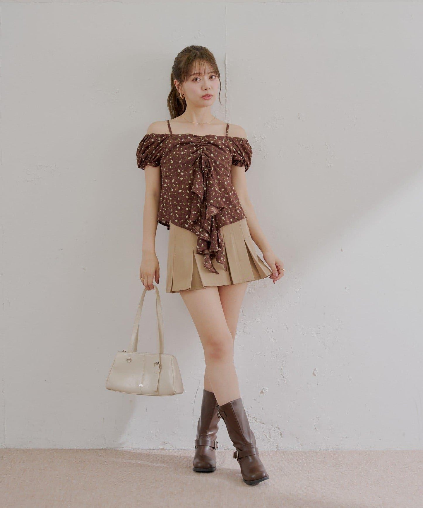 2way泡泡袖下垂荷葉邊上衣