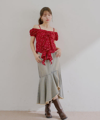 2way泡泡袖下垂荷葉邊上衣