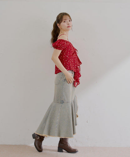 2way泡泡袖下垂荷葉邊上衣