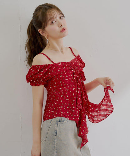 2way泡泡袖下垂荷葉邊上衣