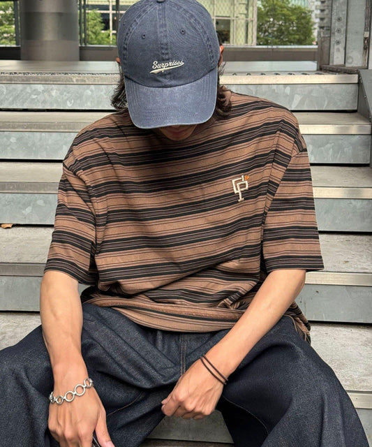 條紋修身超染T恤