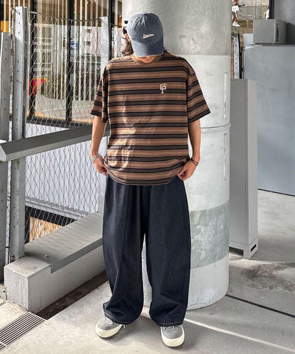 條紋修身超染T恤