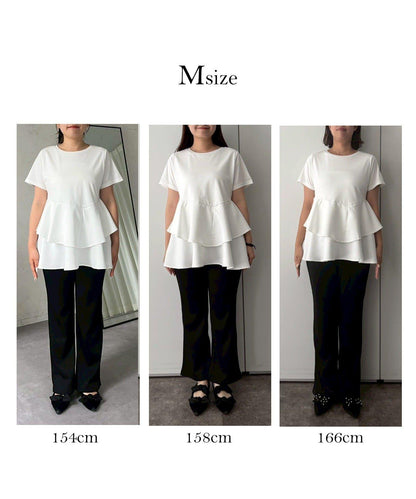 【MOMO】不對稱荷葉邊拼接荷葉邊T恤