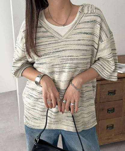 【Discoat】段染半袖立領針織衫