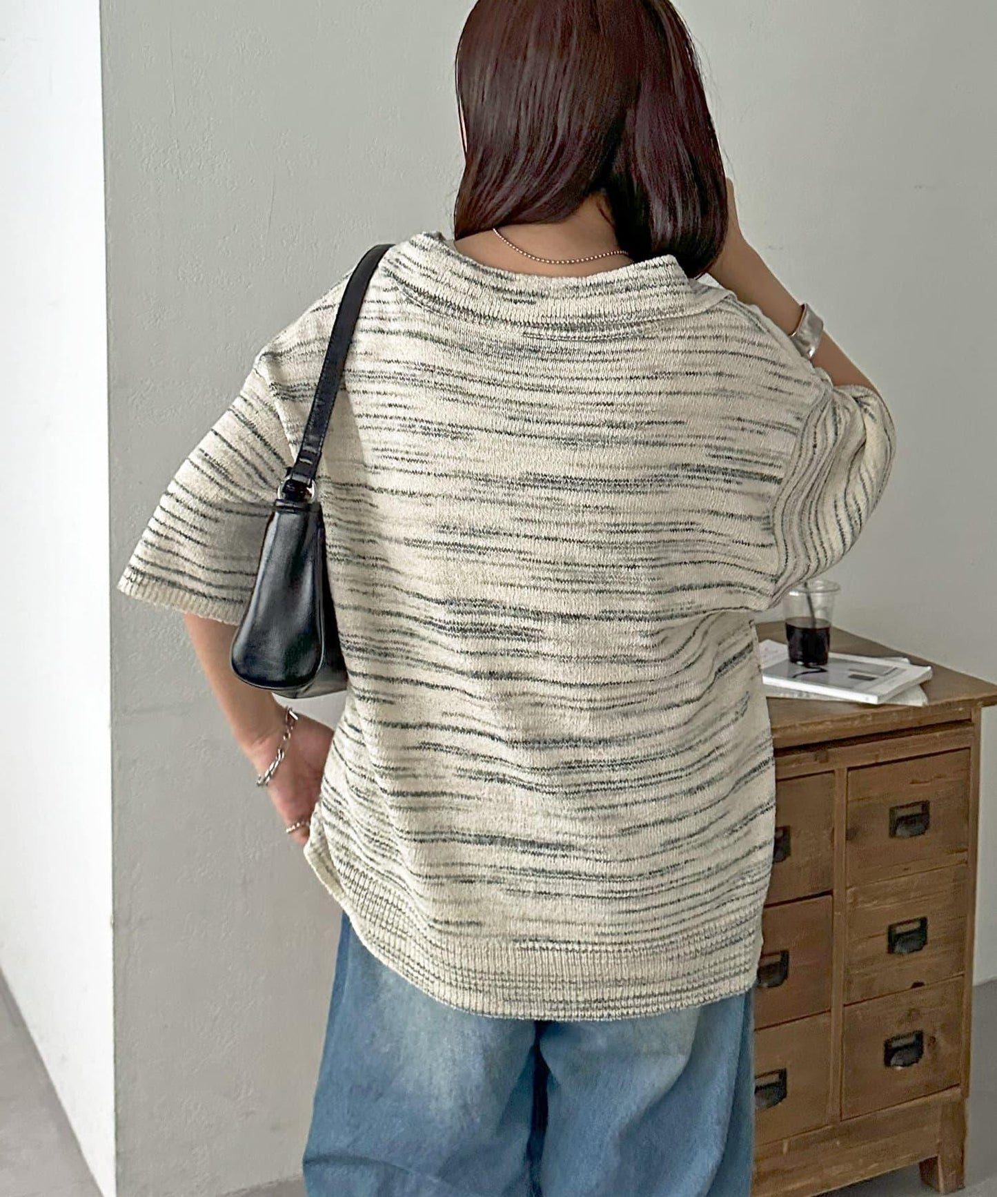 【Discoat】段染半袖立領針織衫