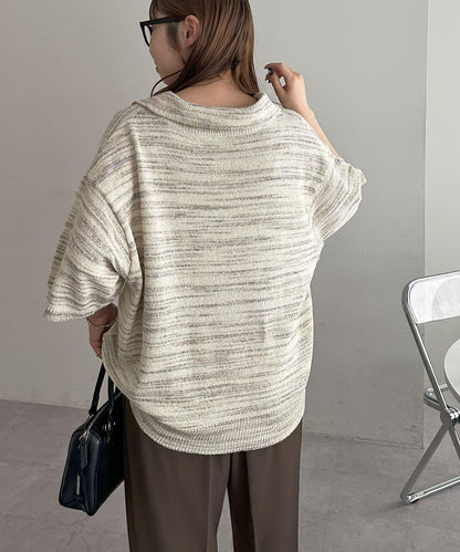 【Discoat】段染半袖立領針織衫