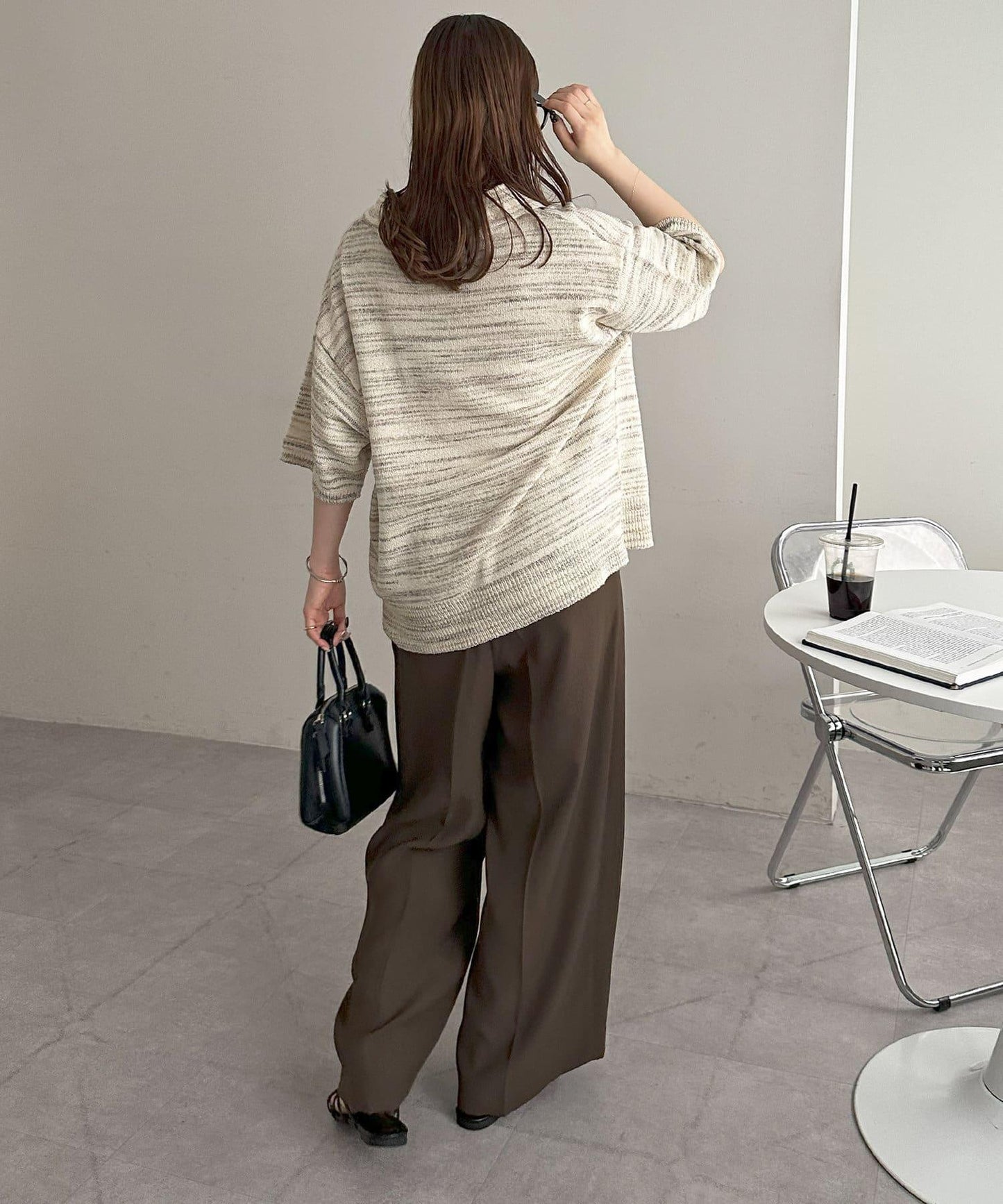 【Discoat】段染半袖立領針織衫