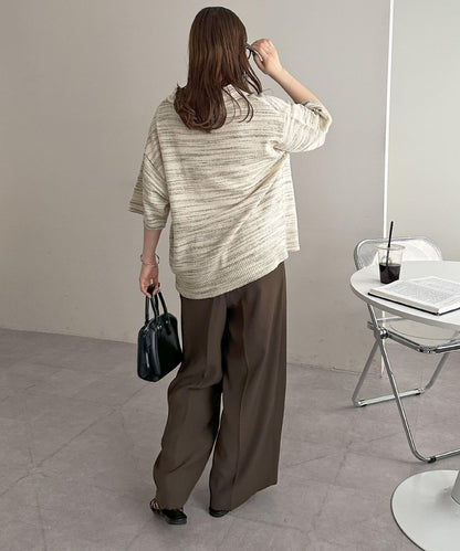 【Discoat】段染半袖立領針織衫