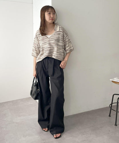 【Discoat】段染半袖立領針織衫