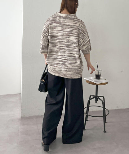 【Discoat】段染半袖立領針織衫