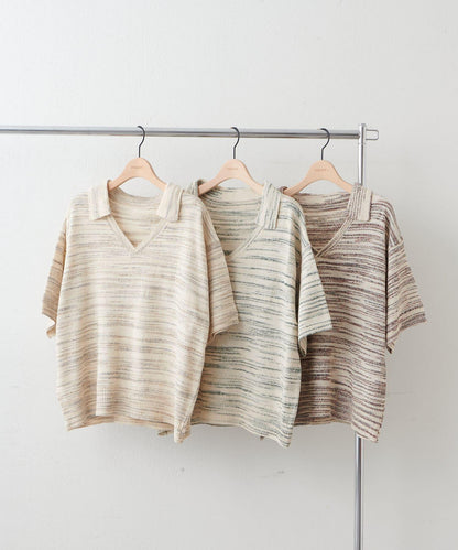 【Discoat】段染半袖立領針織衫