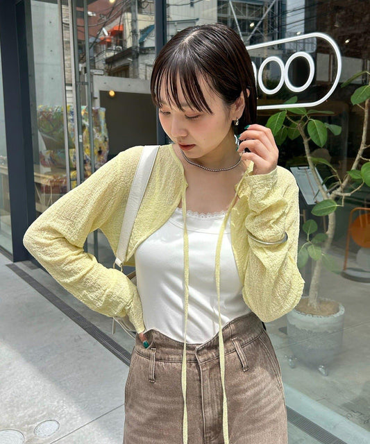 透膚針織短款開衫