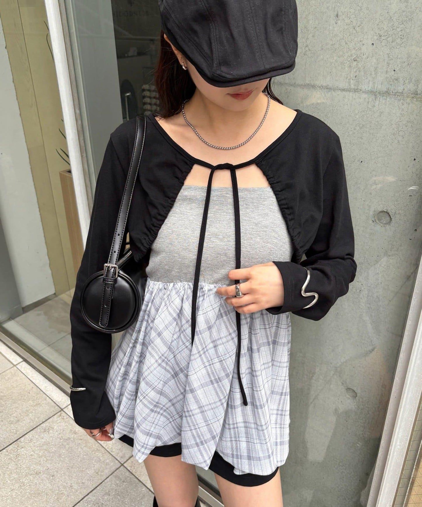 【mystic】褶皺蝴蝶結短外套