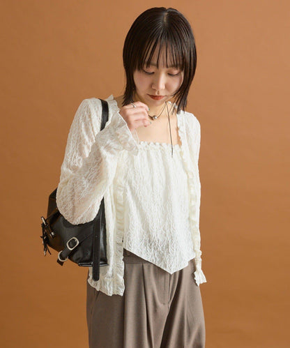 背心套裝蕾絲開衫