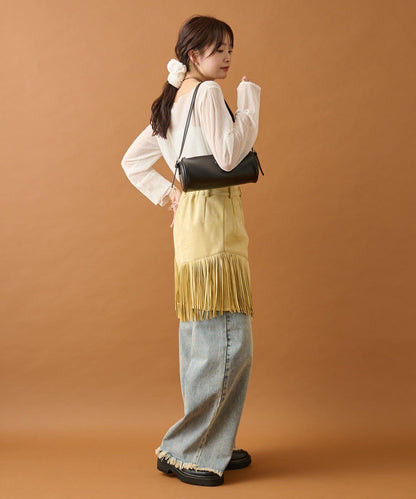 mystic 仿麂皮流蘇半身裙