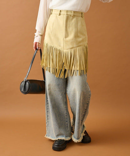 mystic 仿麂皮流蘇半身裙