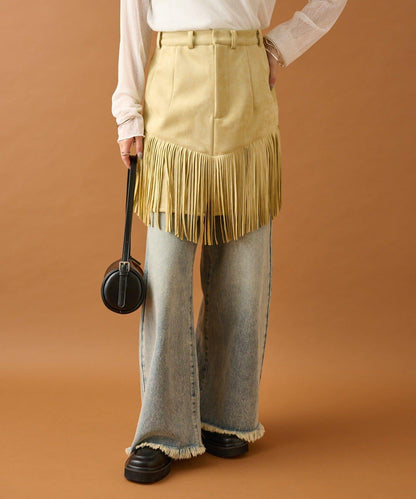 mystic 仿麂皮流蘇半身裙