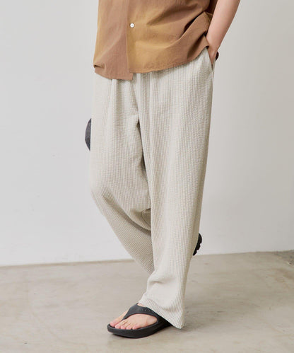 彈力泡泡紗休閒褲