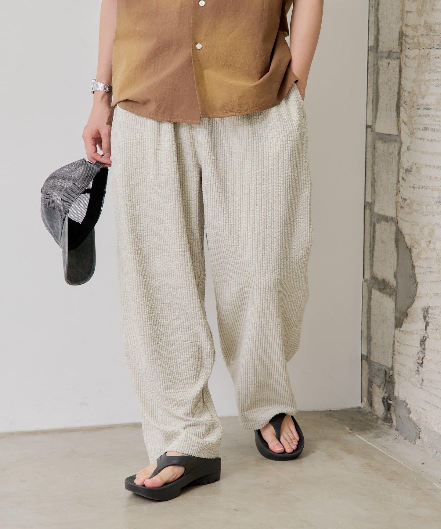 彈力泡泡紗休閒褲