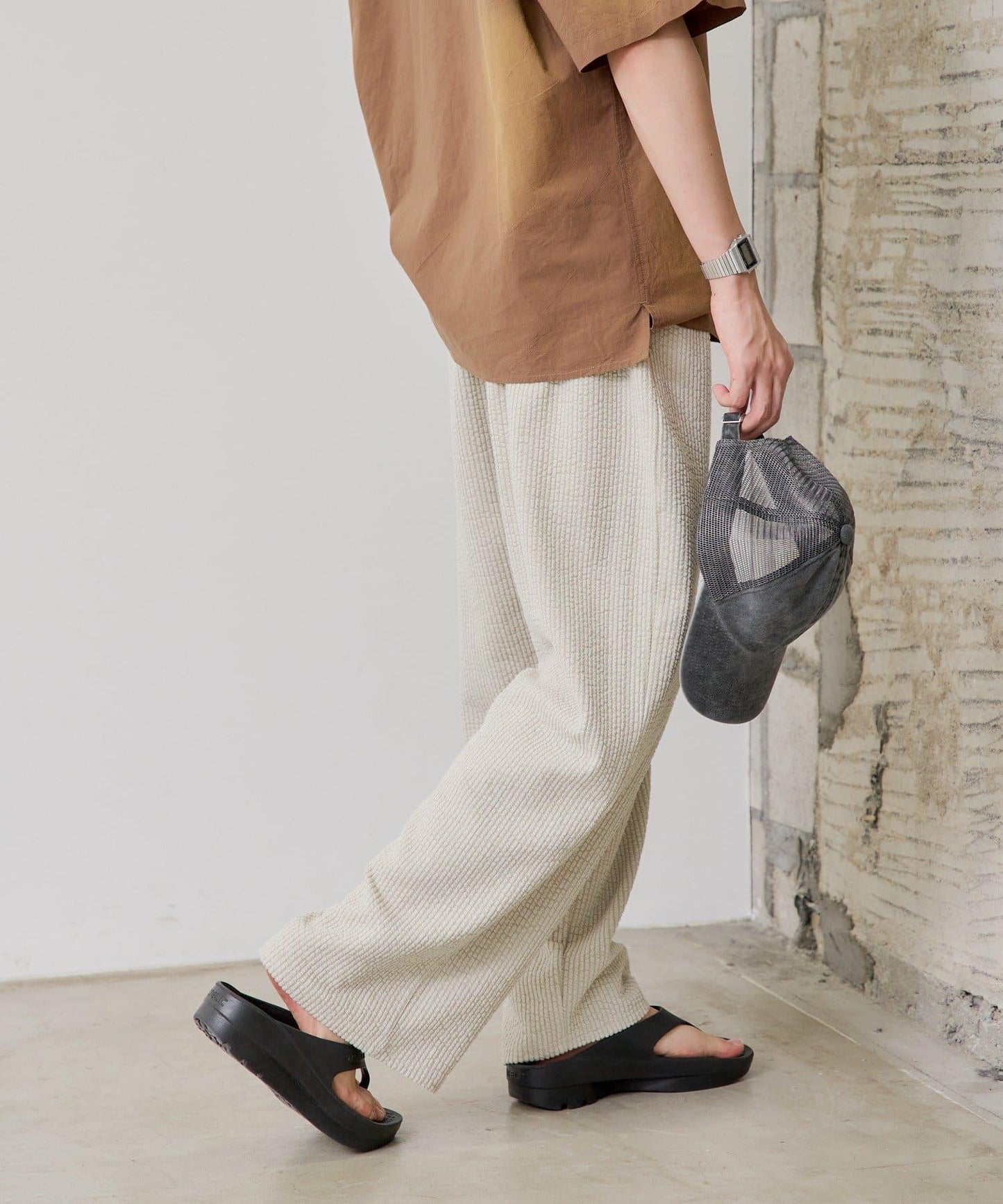 彈力泡泡紗休閒褲