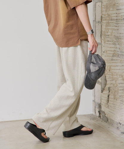 彈力泡泡紗休閒褲