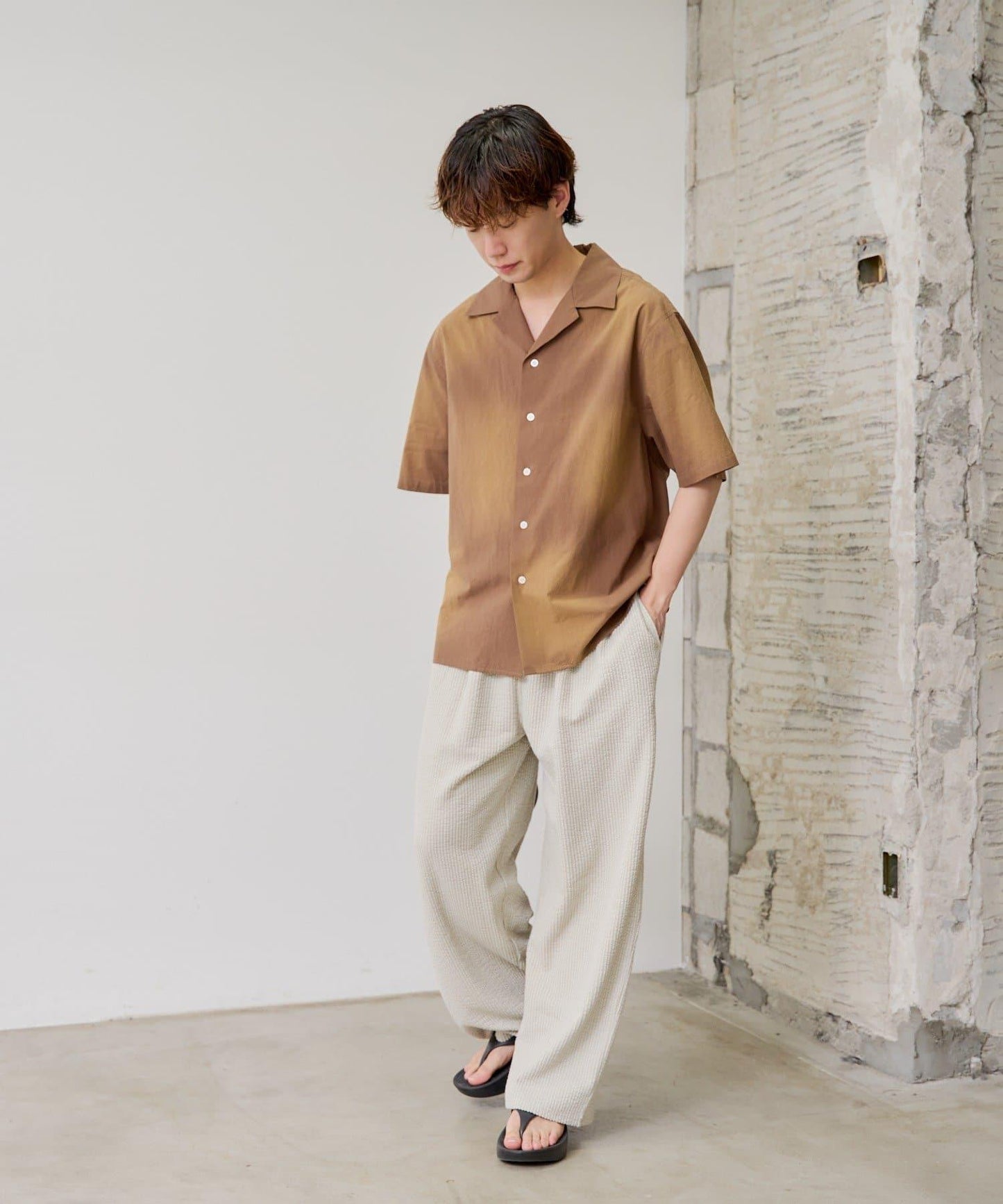 彈力泡泡紗休閒褲