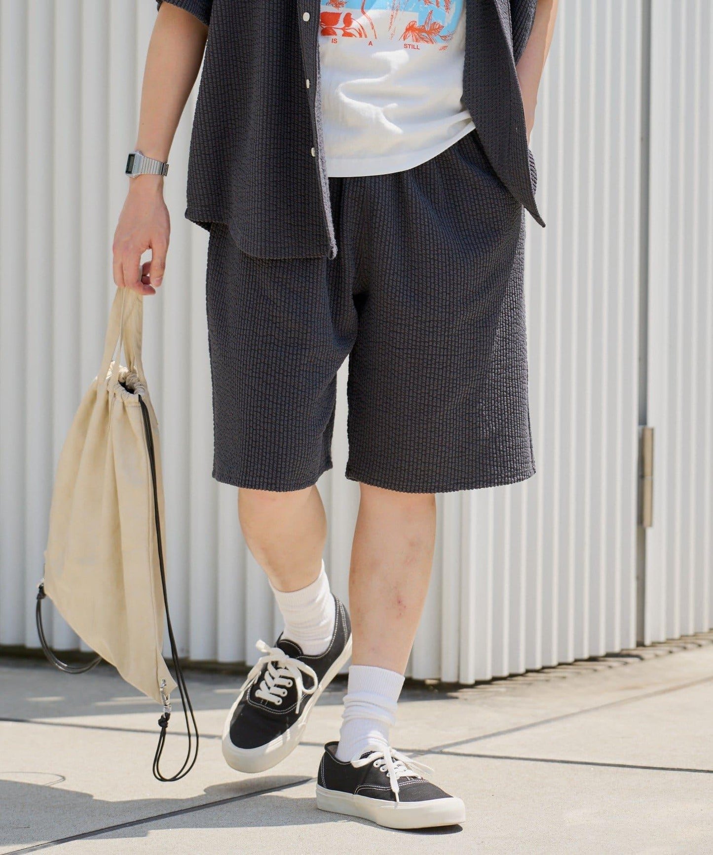 Kastane 彈力泡泡紗休閒短褲