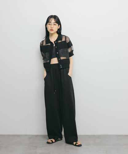 鉤針針織拼接襯衫