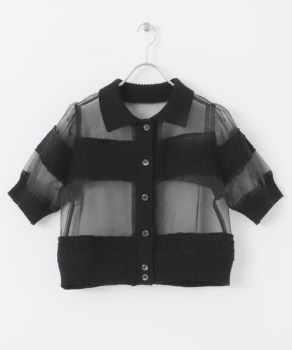 鉤針針織拼接襯衫