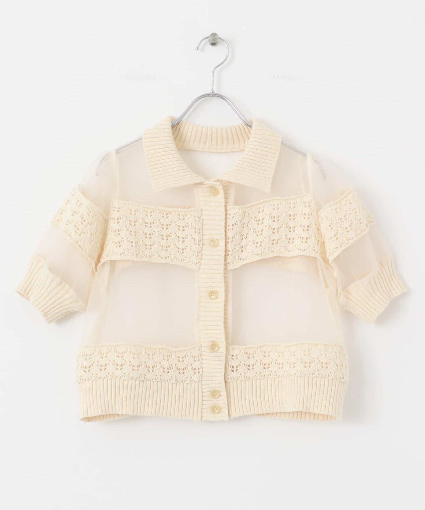 鉤針針織拼接襯衫