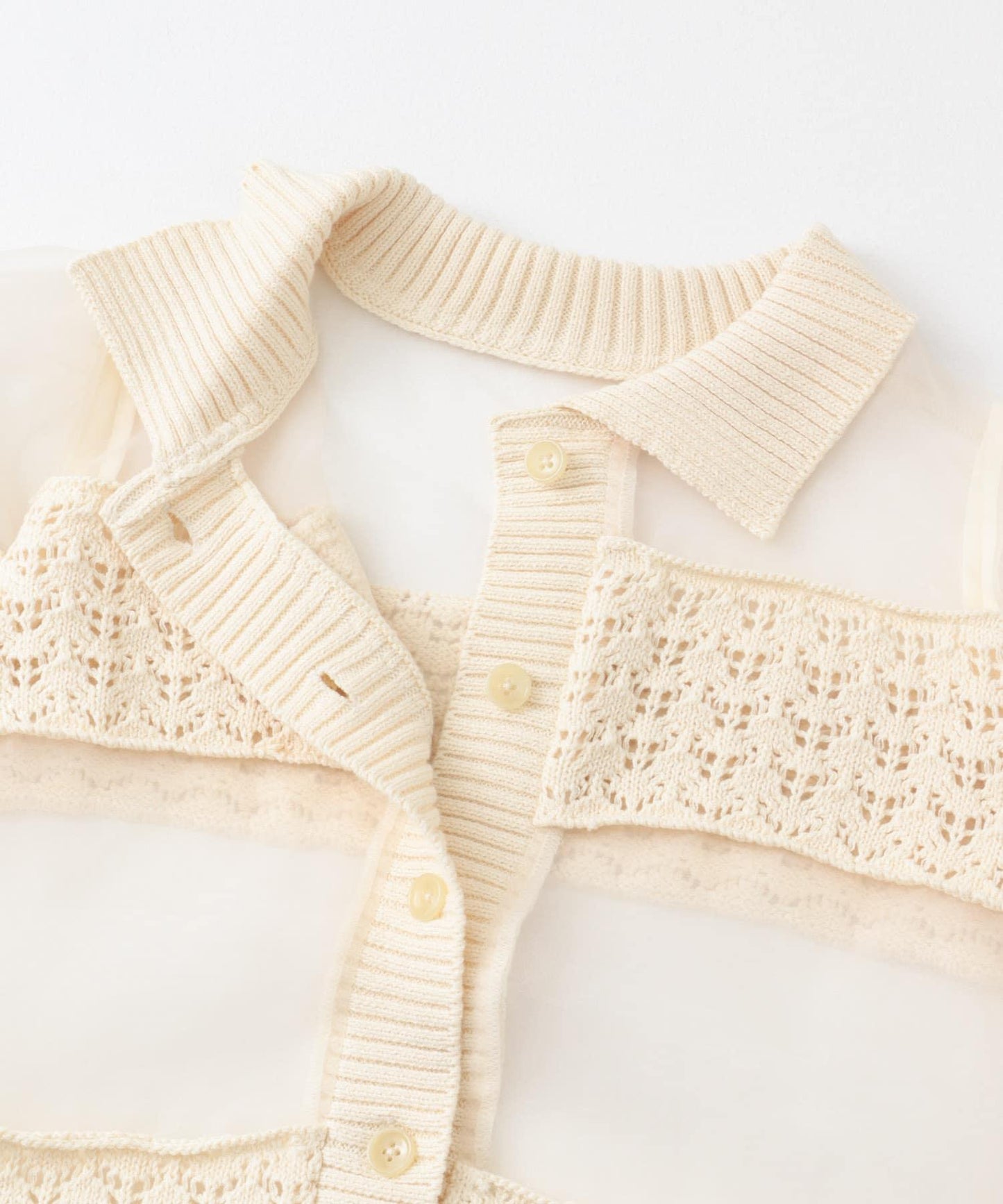 鉤針針織拼接襯衫