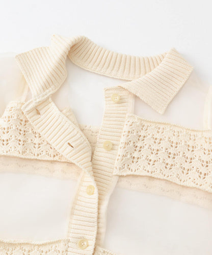 鉤針針織拼接襯衫