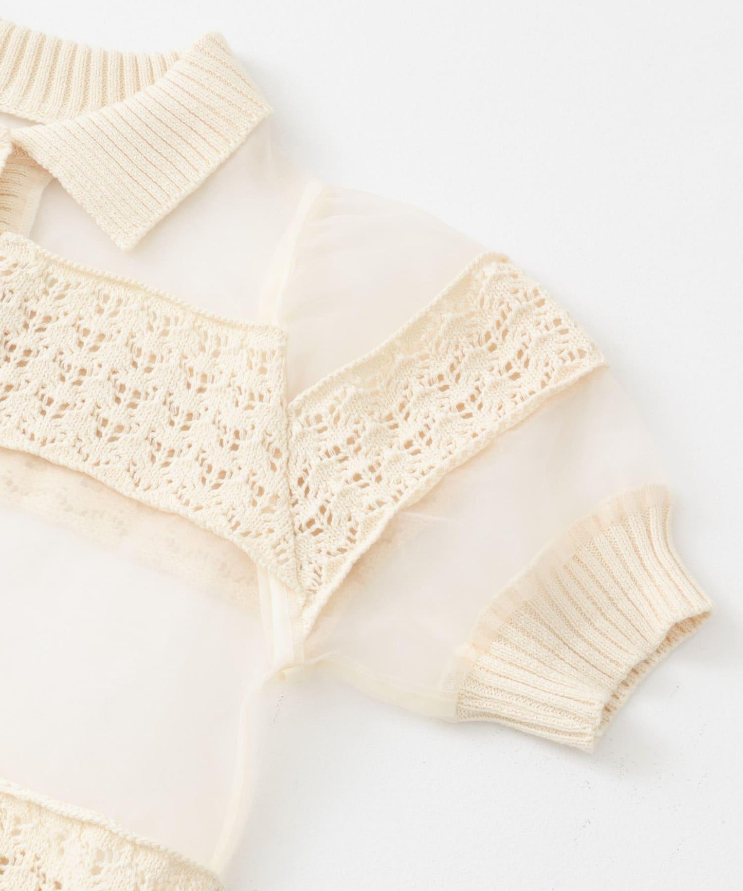 鉤針針織拼接襯衫