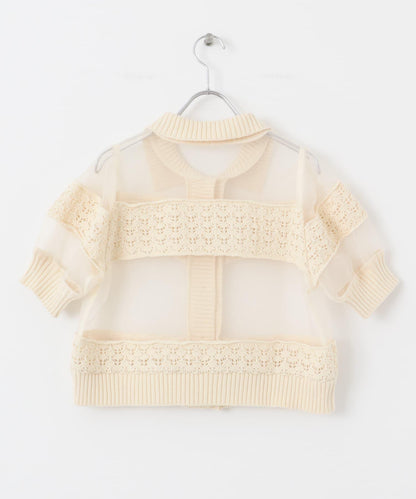 鉤針針織拼接襯衫